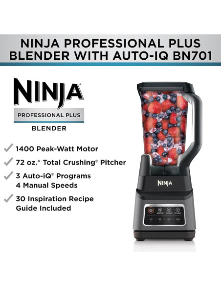 Licuadora Ninja BN701 1400W 72 oz. Auto-iQ Gris Licuadora Ninja BN701 1400W 72 oz. Auto-iQ Gris