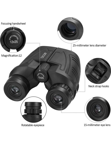 Binoculares Compactos Occer 12x25 Impermeables para Adultos y Niños Binoculares Compactos Occer 12x25 Impermeables para Adultos y Niños