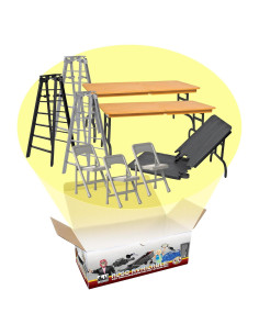 Juego de Accesorios de Combate para Figuras de Lucha Libre - 3 Mesas, 3 Escaleras, 3 Sillas