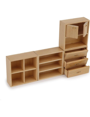Juego de Muebles Miniatura Cutemini 4 Piezas Madera 1:12
