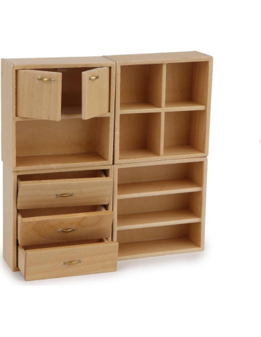 Juego de Muebles Miniatura Cutemini 4 Piezas Madera 1:12