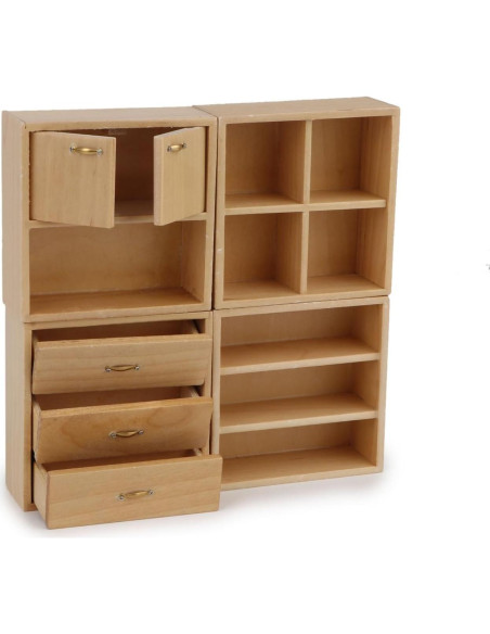 Juego de Muebles Miniatura Cutemini 4 Piezas Madera 1:12 Juego de Muebles Miniatura Cutemini 4 Piezas Madera 1:12