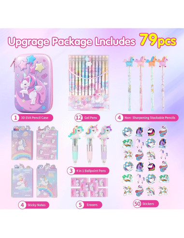 Estuche de Lápices LiYiQ Unicornio Rosa con Accesorios