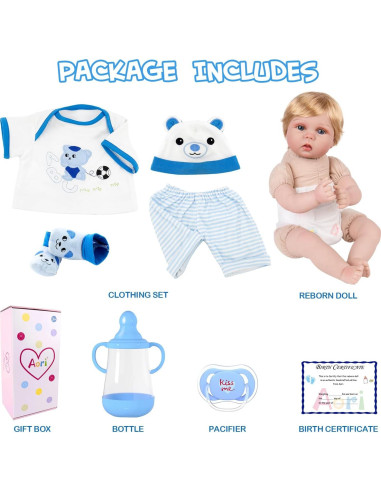 Muñeco Reborn Aori 22 Pulgadas Realista con Accesorios