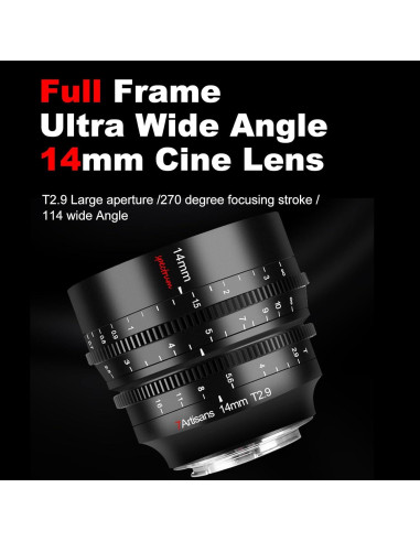 Lente de Cine 7artisans 14mm T2.9 para Sony E - Ultra Gran Angular