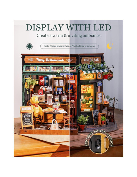 Rolife Kit Casa Miniatura DIY 1:18 Cafetería con LED Rolife Kit Casa Miniatura DIY 1:18 Cafetería con LED