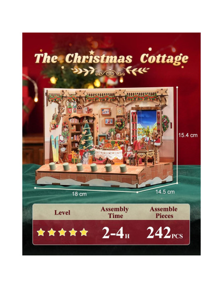 Kit Casa Muñecas DIY Tonecheer Cabaña Navidad con Música Kit Casa Muñecas DIY Tonecheer Cabaña Navidad con Música