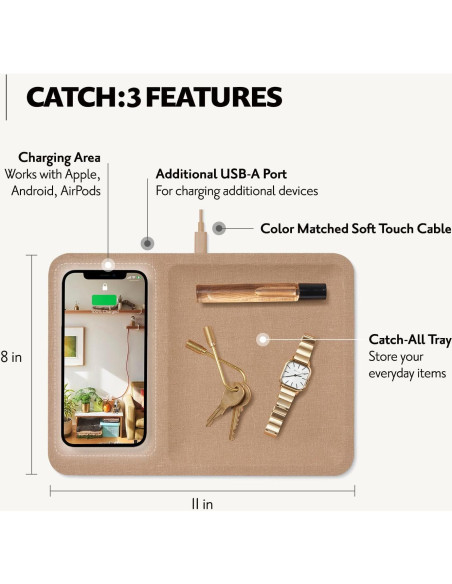 Cargador Inalámbrico Courant Catch:3 Lino Camel 10W Cargador Inalámbrico Courant Catch:3 Lino Camel 10W