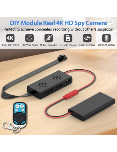 Cámara de Seguridad Mini 4K QAOLZCC Inalámbrica con Control Remoto