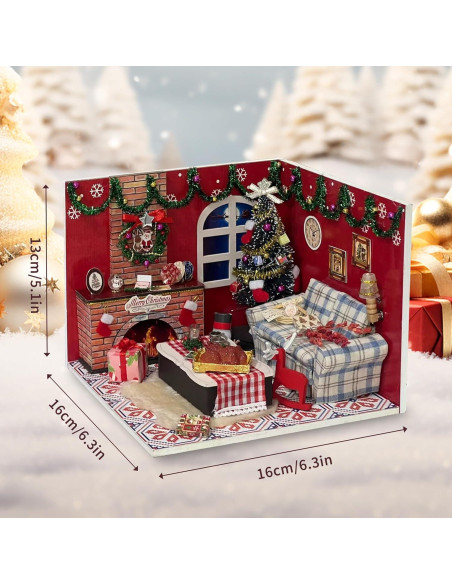 Kit Casa de Muñecas Flever 16x16x12.9 cm DIY con Muebles Kit Casa de Muñecas Flever 16x16x12.9 cm DIY con Muebles