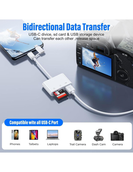 Lector de Tarjetas SD Obcxin para iPhone y iPad USB-C Lightning Lector de Tarjetas SD Obcxin para iPhone y iPad USB-C Lightning