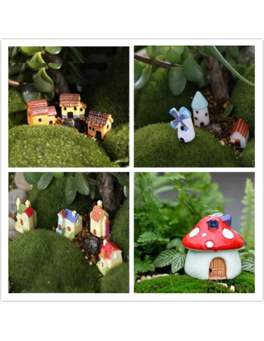 Casa de Hadas Miniatura Kbraveo - 15 Piezas de Resina y Piedra