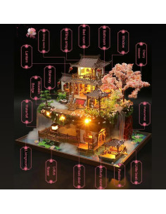 Casa de Muñecas DIY Yuzhen con Muebles y Luces LED 2