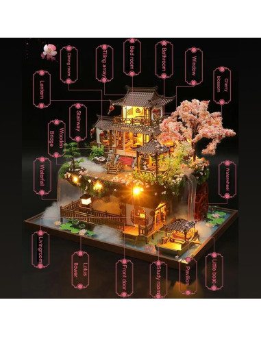 Casa de Muñecas DIY Yuzhen con Muebles y Luces LED