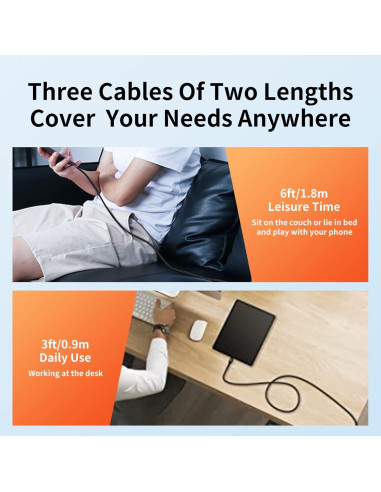 Cable USB C 3-Pack Hrbzo 0.91m y 1.83m Carga Rápida