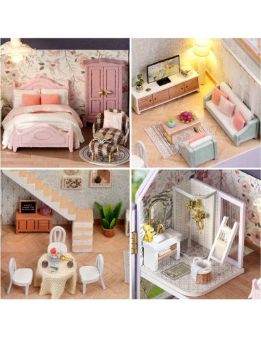 Casa de Muñecas Miniatura CUTEROOM DIY con Muebles y LED