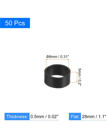 50 Piezas Bandas de Goma de Silicona uxcell 8x5mm Negras 50 Piezas Bandas de Goma de Silicona uxcell 8x5mm Negras