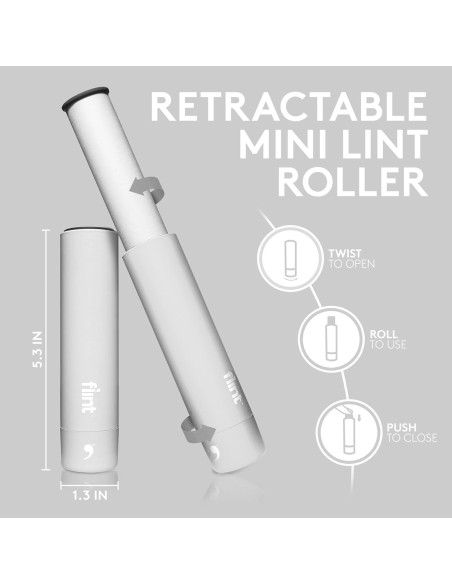 Rodillo Quitapelusas Mini Flint Blanco 30 Hojas Extra Adhesivas Rodillo Quitapelusas Mini Flint Blanco 30 Hojas Extra Adhesivas
