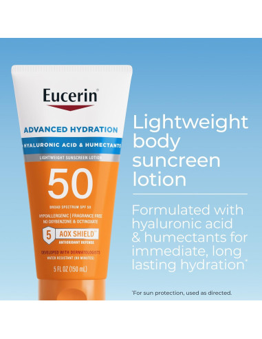 Loción Solar Eucerin SPF 50 con Ácido Hialurónico 150 ml
