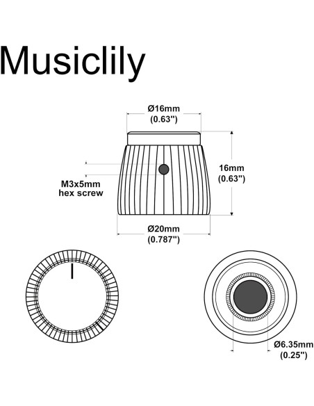 Perillas para Amplificador de Guitarra Musiclily 6 Piezas Perillas para Amplificador de Guitarra Musiclily 6 Piezas
