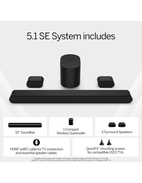 Barra de Sonido VIZIO 5.1 con Subwoofer Inalámbrico y Bluetooth Barra de Sonido VIZIO 5.1 con Subwoofer Inalámbrico y Bluetooth
