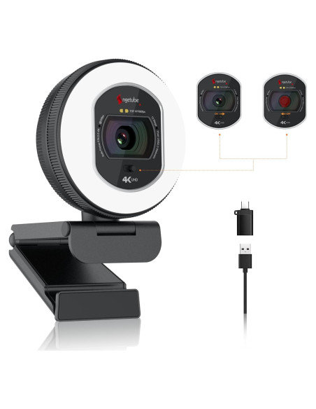 Cámara Web Angetube 4K 866Max con Luz y Micrófonos AI Cámara Web Angetube 4K 866Max con Luz y Micrófonos AI