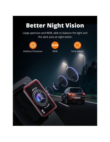 Cámara de tablero dual Kingslim D4 4K GPS WiFi 170