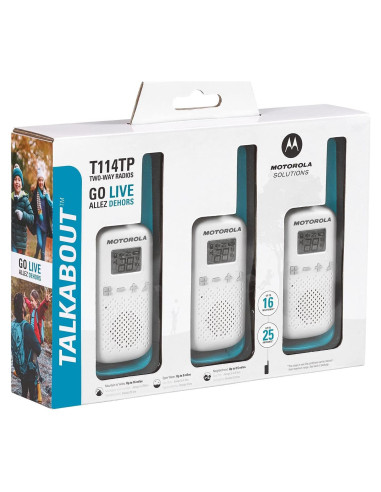 Radio de Dos Vías Motorola T114TP 22 Canales 25.75 km 3 Pzs