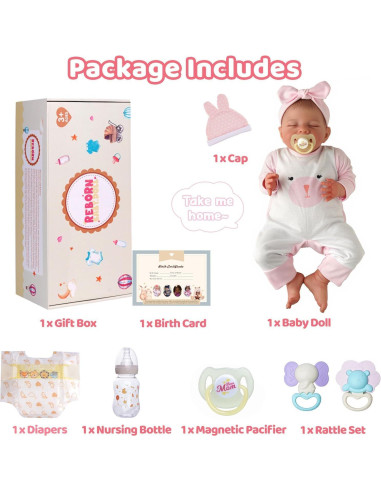 Muñeca Reborn Realista BABESIDE 50 cm con Accesorios