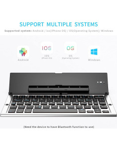 Teclado Bluetooth Geyes GK608 Plegable Aluminio Plata 2
