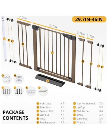 Puerta de Seguridad para Bebés Cumbor 29.7-46" Ancha