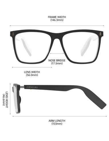 Gafas Inteligentes AIRMARS Bluetooth UV y Luz Azul Transparente