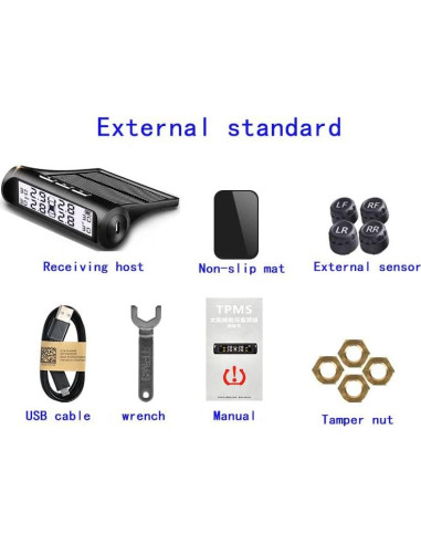 Sistema TPMS Solar B-Qtech con 4 Sensores Externos 0-6Bar