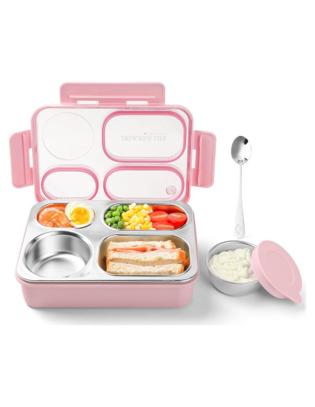 Caja de Almuerzo MICEBAY 36 oz Acero Inoxidable Rosa 4 Compartimentos Caja de Almuerzo MICEBAY 36 oz Acero Inoxidable Rosa 4 Compartimentos