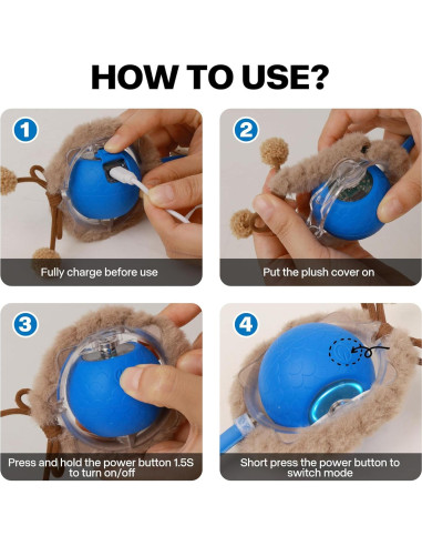 Bola Interactiva para Gatos Pet Prime Recargable con Luces y Sonidos