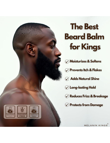 Bálsamo para Barba Melanin Kings 85g Cuidado Hombres Negros Bálsamo para Barba Melanin Kings 85g Cuidado Hombres Negros