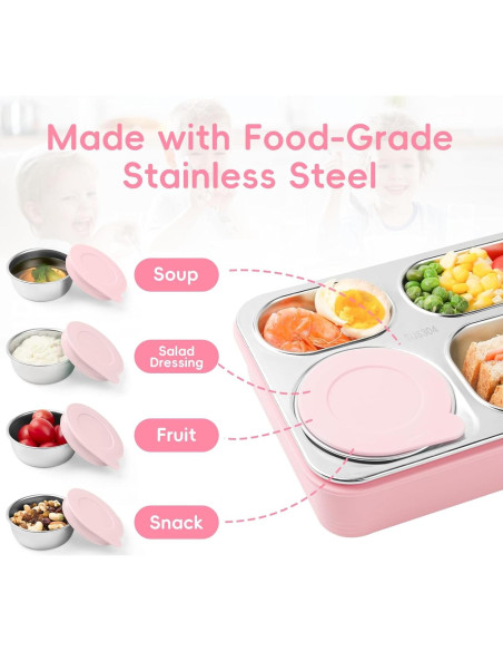 Caja de Almuerzo MICEBAY 36 oz Acero Inoxidable Rosa 4 Compartimentos Caja de Almuerzo MICEBAY 36 oz Acero Inoxidable Rosa 4 Compartimentos