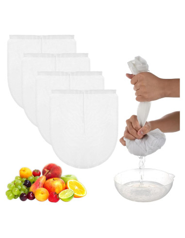4 Bolsas de Filtro Reutilizables Dimeho 25x30 cm Nylon Fino