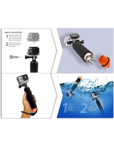 Empuñadura Flotante GoPro MiPremium con Compartimento Seco Empuñadura Flotante GoPro MiPremium con Compartimento Seco