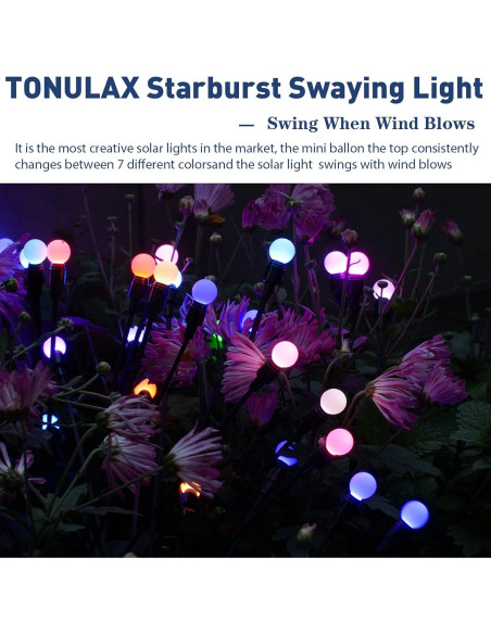 Luces Solares Oscilantes TONULAX 2 Paquete RGB Jardín Luces Solares Oscilantes TONULAX 2 Paquete RGB Jardín