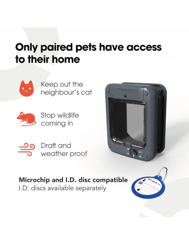 Puerta para Gatos Closer Pets CP360W Gris - Control Microchip