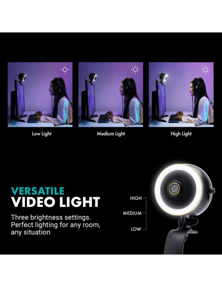 Webcam Movo WebMic HD Pro con Micrófono y Luz de Anillo Webcam Movo WebMic HD Pro con Micrófono y Luz de Anillo