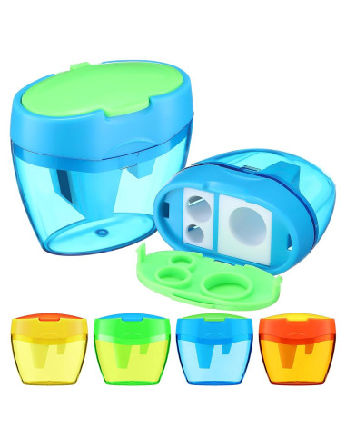 Sacapuntas de Lápiz Tenceur 4 Pcs 3 Agujeros Manual Colores