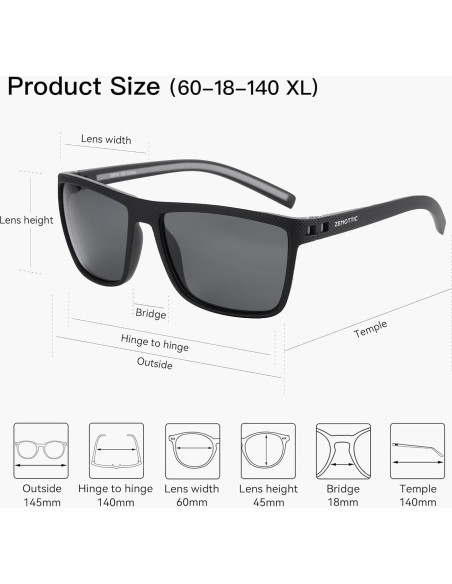 Gafas de sol ZENOTTIC para hombres con marco TR90 UV400 Gafas de sol ZENOTTIC para hombres con marco TR90 UV400