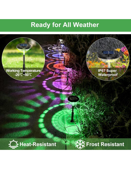 Luces Solares de Camino Nupostai 8 Paquete LED IP67 Multicolor Luces Solares de Camino Nupostai 8 Paquete LED IP67 Multicolor