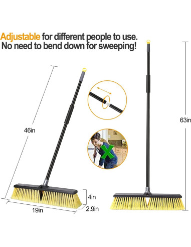 Escoba de Empuje KeFanta 18" Amarilla para Exterior