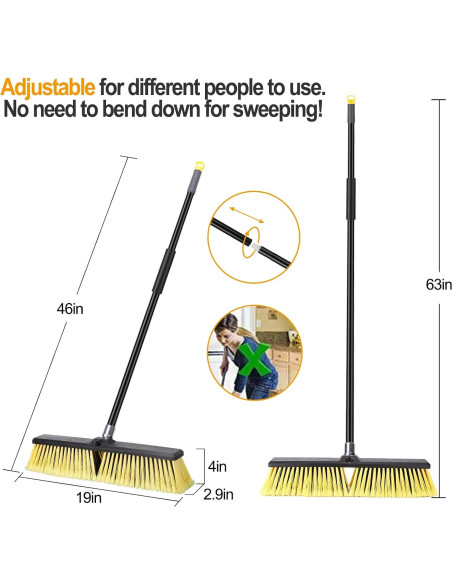 Escoba de Empuje KeFanta 18" Amarilla para Exterior Escoba de Empuje KeFanta 18" Amarilla para Exterior