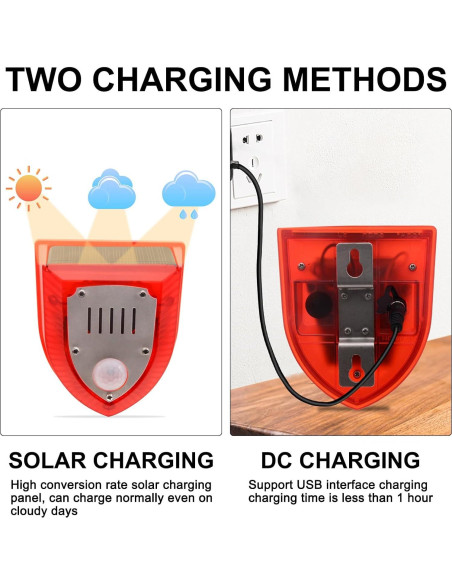 Qualirey 4 Pcs Detector de Movimiento Solar 129dB Alarma Exterior Qualirey 4 Pcs Detector de Movimiento Solar 129dB Alarma Exterior