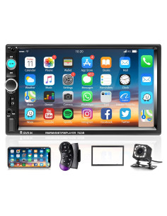 Estéreo de Coche Podofo Doble Din 7" MP5 Bluetooth con Cámara