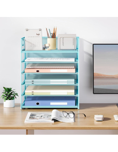 Organizador de Escritorio SUBEKYU 6 Niveles Malla Azul